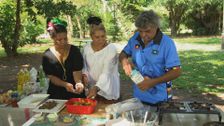 S3 E8: Goose Heart & Giblet Chilli, Marinated Buffalo Satays, Prawn Fritters